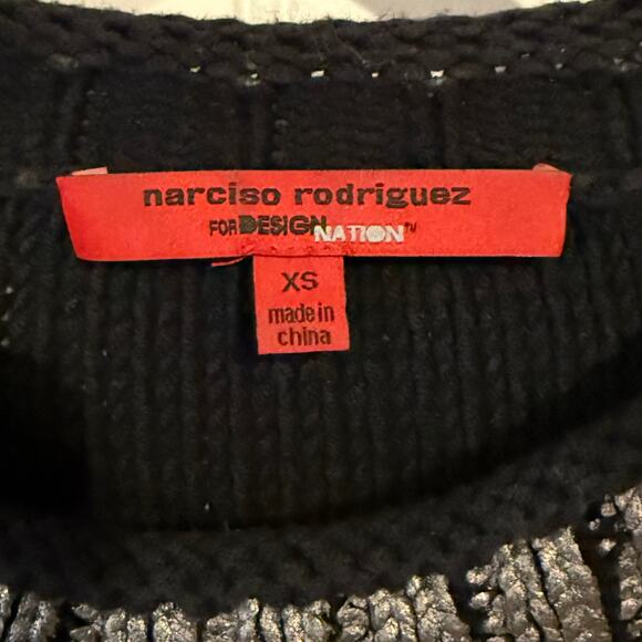 Narcisco Rodriguez For Design Nation XS Metallic Silver and Black Sweater - Picture 9 of 9